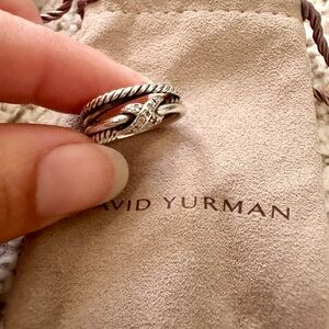 David Yurman X Crossover Ring with Diamonds, Sterling Silver 925, Sz 6